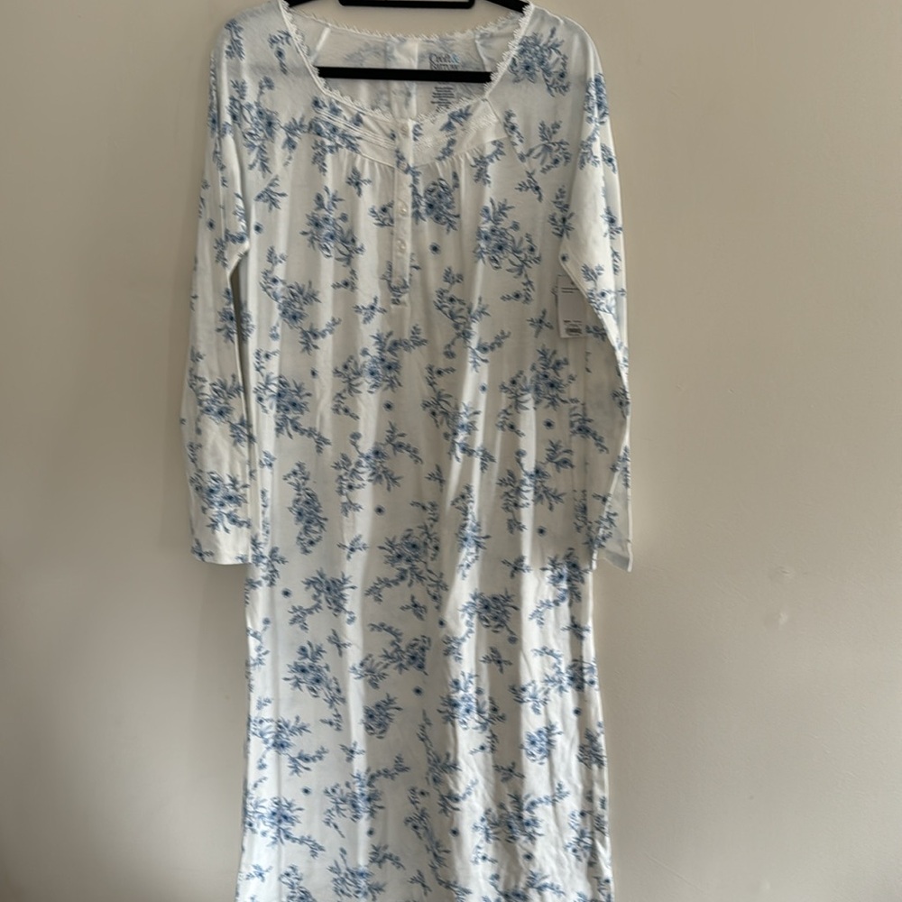 Croft and Barrow Cotton Blend ballet length long sleeve nightgown NWT size Small